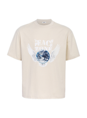 lablfe白鸽地球印花短袖T恤夏季宽松cleanfit