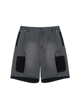 lablfe-01210万物生系列夏季宽松拼接局部分层式设计短裤休闲