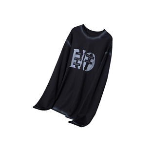 男女同款 lablfe TEE 水洗主题喷色长袖 印花骨位