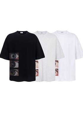 lablfe-01105分布油画眼数码印花重磅宽松T恤索罗娜面料clean fit