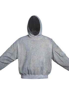 lablfe主题脏洗连帽卫衣 差异纹路视觉 男女同款