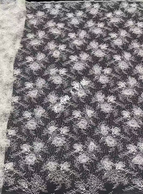 女装满幅白色蕾丝珠绣花朵面料法式婚纱礼服立体纱花diy刺绣花边