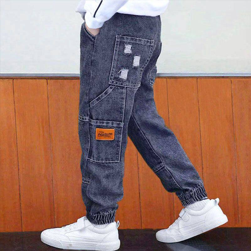 韩版中大童束脚裤加绒儿童休闲裤子男童牛仔长裤2026春秋新款洋气