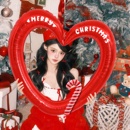 圣诞节拍照道具红色爱心镂空气球成人儿童背景KT板手持拍照相框