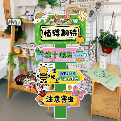 幼儿园植物角环创指引牌装饰学校班级教室植物区氛围立牌kt板布置