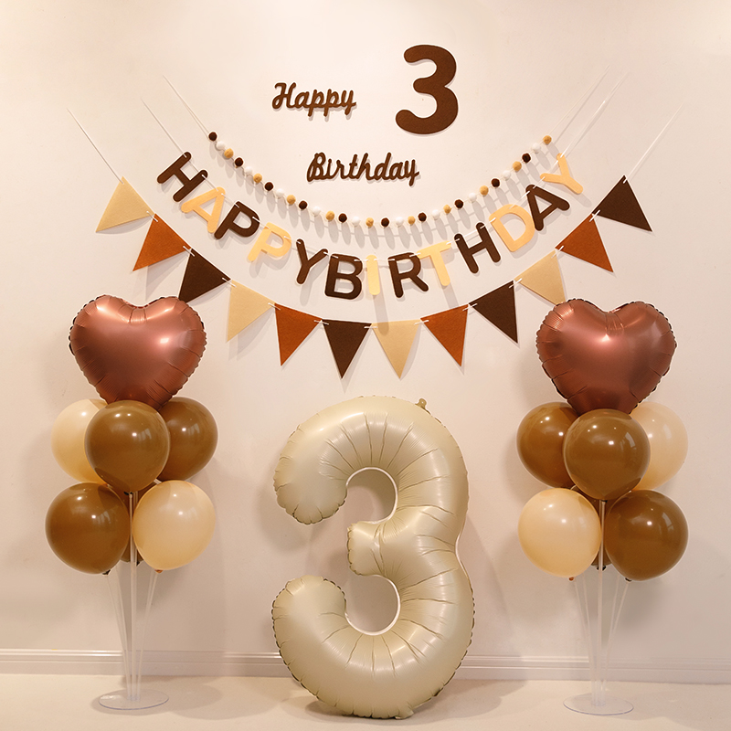 ins宝宝3周岁生日派对装饰场景布置儿童男女孩网红气球背景墙用品