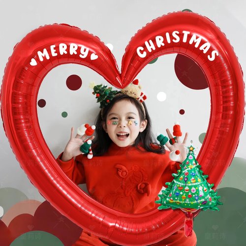 圣诞节拍照道具气球相框头套KT板