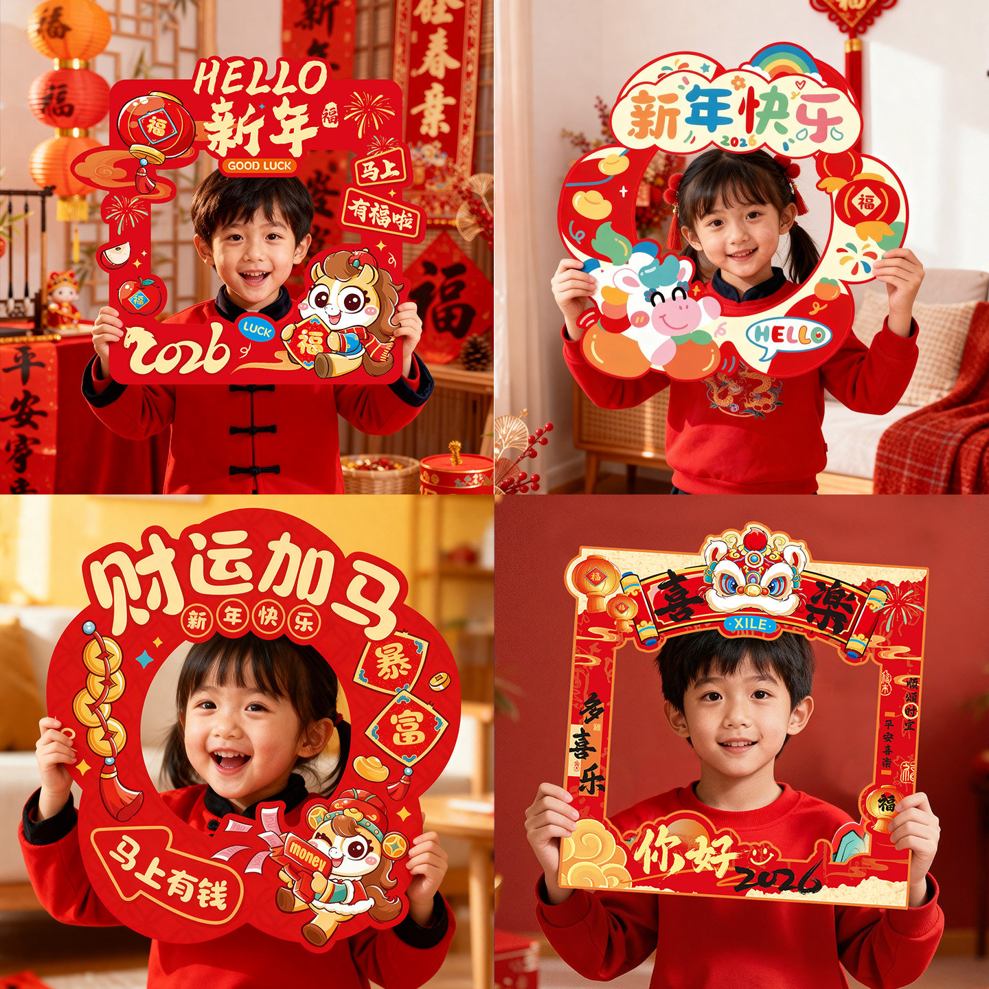 2026新年春节手持kt板拍照相框幼儿园马年过年氛围场景布置装饰品,节庆用品/礼品,节日装扮用品,淘宝优惠券,粉丝福利购,淘宝优惠卷