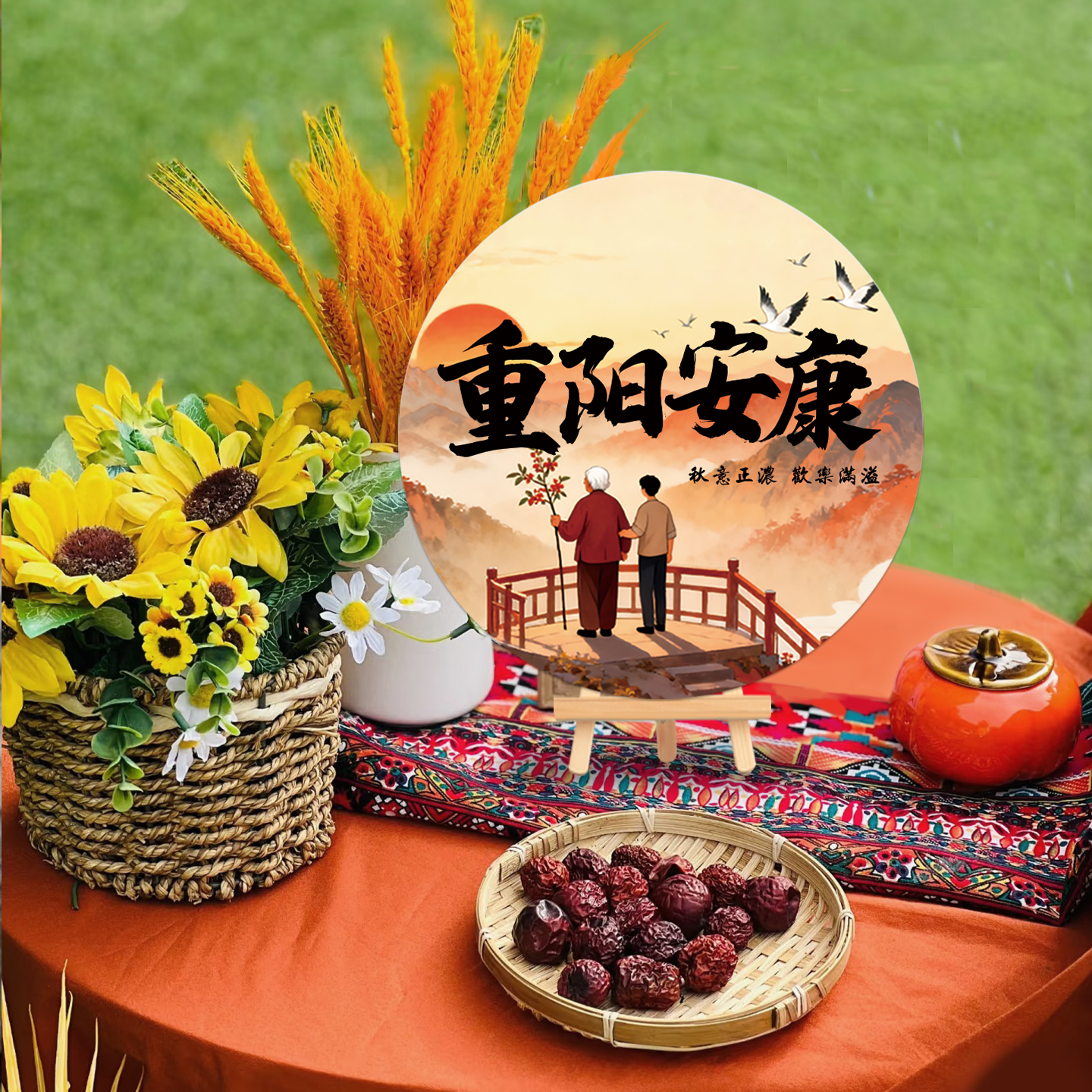 九九重阳节学校环创桌牌桌面装饰