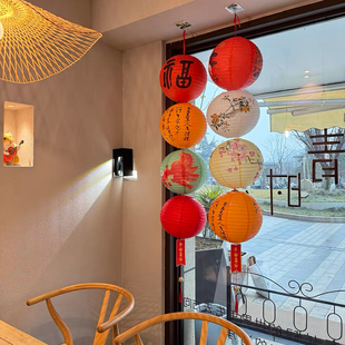 宵节灯笼挂饰纸质古风国风新家店铺家用新年装 元 饰道具拍照氛围
