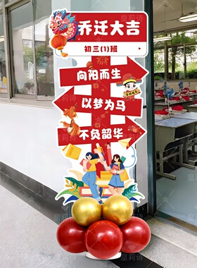 初高三搬楼乔迁教室黑板背景开学装饰挂布海报班级启动仪式感布置