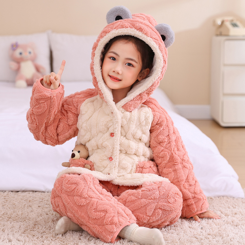 冬季女童加绒加厚珊瑚绒