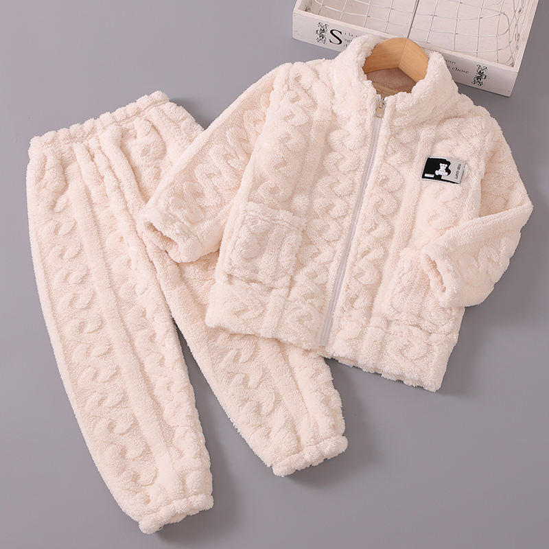 秋冬季儿童睡衣法兰绒加厚冬款