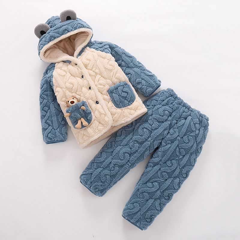 冬季三层夹棉男童男孩加厚款法兰绒儿童睡衣珊瑚绒女童家居服套装,童装/婴儿装/亲子装,家居服套装,淘宝优惠券,粉丝福利购,淘宝优惠卷