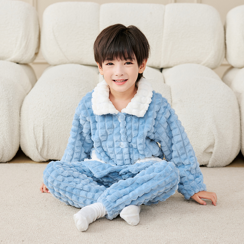 儿童睡衣法兰绒秋冬季男童加厚