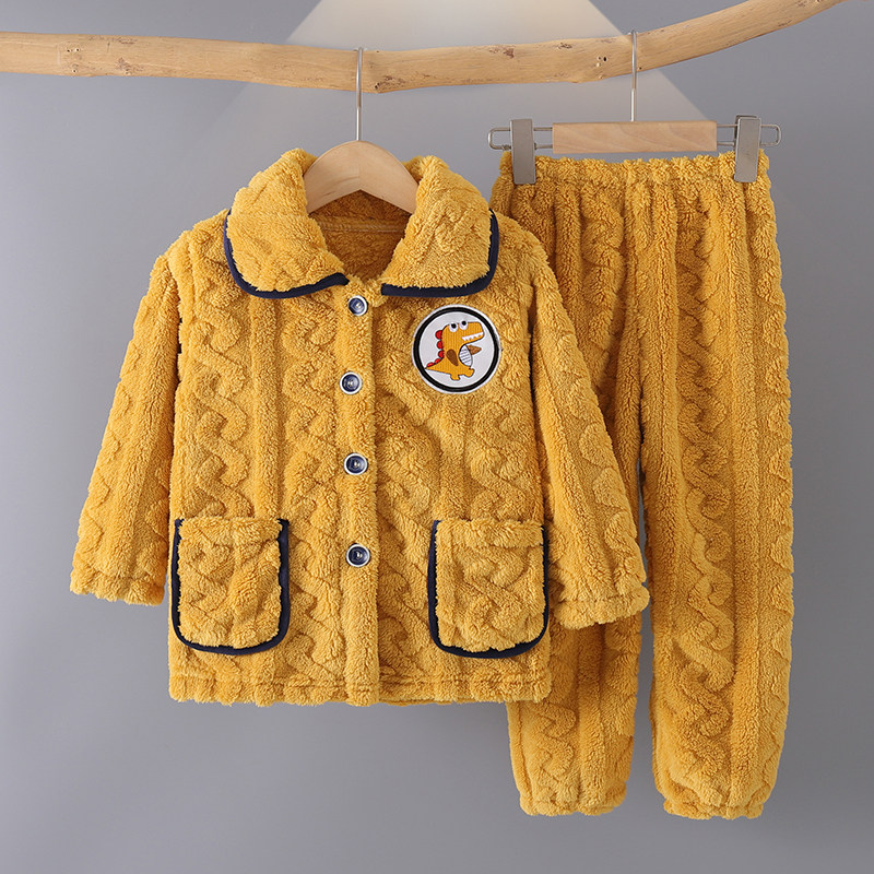 秋冬季儿童珊瑚绒家居服套装