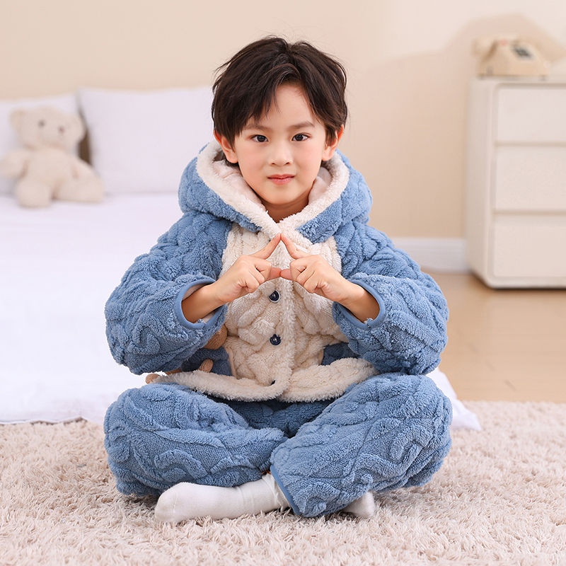 冬季儿童珊瑚绒睡衣套装