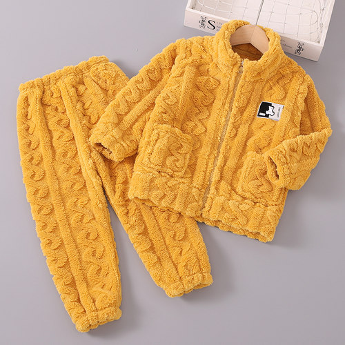 秋冬季儿童法兰绒睡衣套装