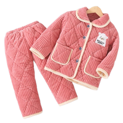 冬季女童夹棉珊瑚绒家居服