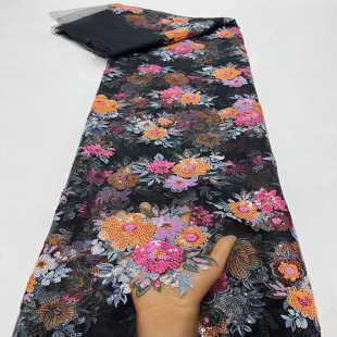 饰DIY绣花布贴 立体3D花朵刺绣钉珠水钻蕾丝花贴辅料婚纱晚礼服装