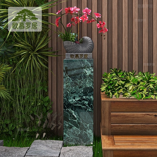 花园庭院岩板花架子大理石摆件底座客厅落地式轻奢高级感装饰立柱