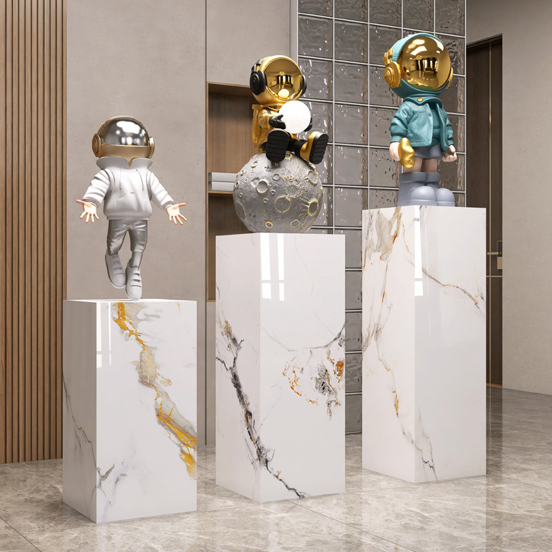 大理石摆件底座客厅玄关岩板立柱展示台电视柜落地大摆件墩子花架