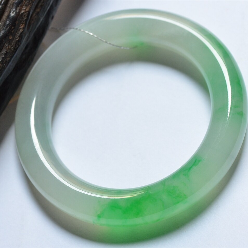 坊怀珠宝罕见！稀世珍品！老坑冰种阳绿全天然缅甸翡翠A货圆手镯2