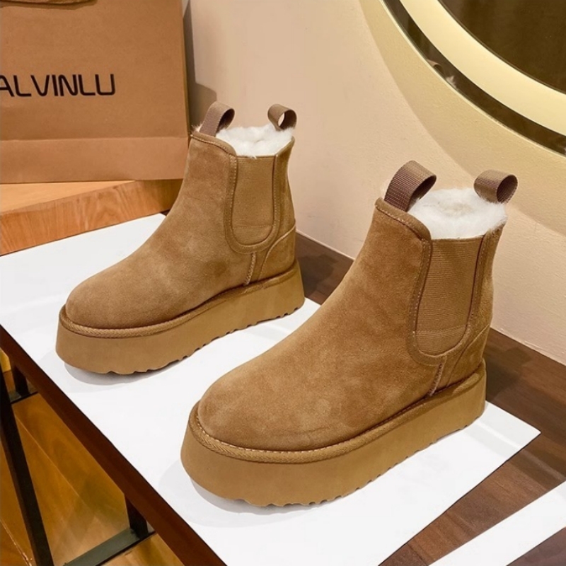 一脚蹬厚底雪地靴防滑保暖短靴