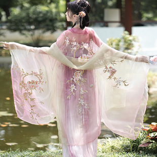 衫 新款 重工刺绣诃子裙唐制大袖 桃花神 齐胸日常春夏 原创汉服女