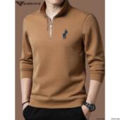 高端名牌男士 卫衣秋冬季 加绒休闲立领半拉链长袖 正品 t恤打底衫