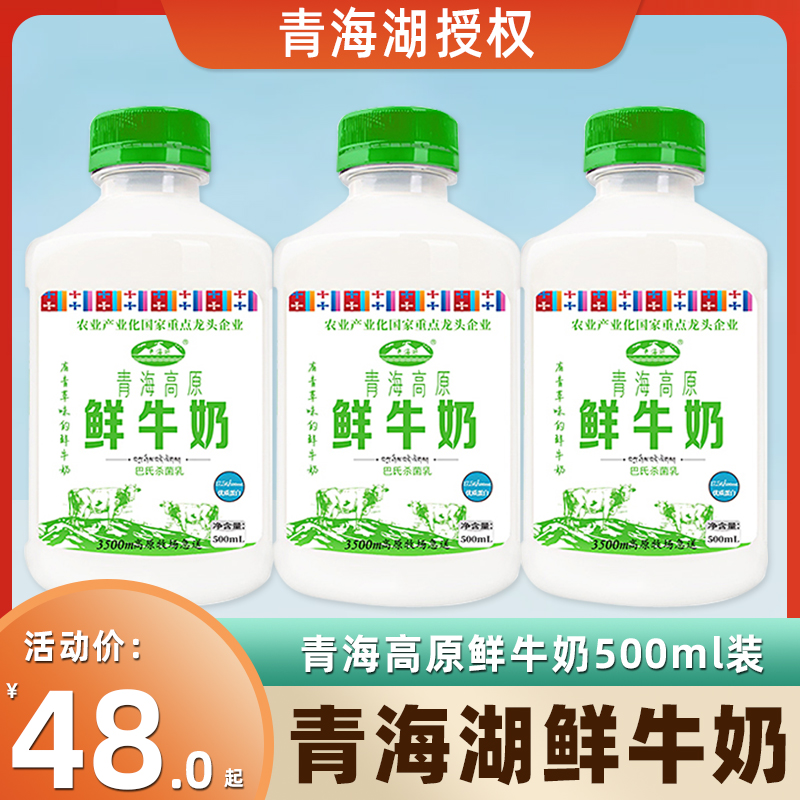 青海湖青海高原鲜牛奶巴氏杀菌低温纯牛奶青藏高原鲜牛奶500ml装
