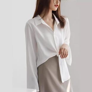 loose shirt trumpet womens white long spring top sleeve