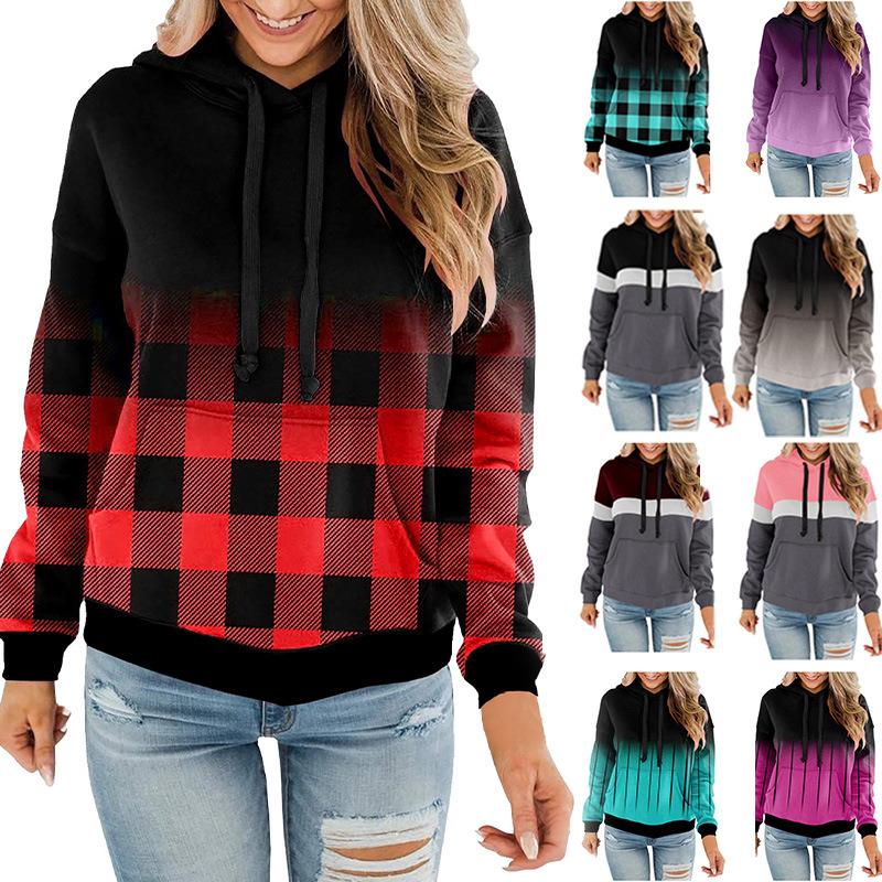 womens plaid pullover fuzzy mujeres de double sweatshirts
