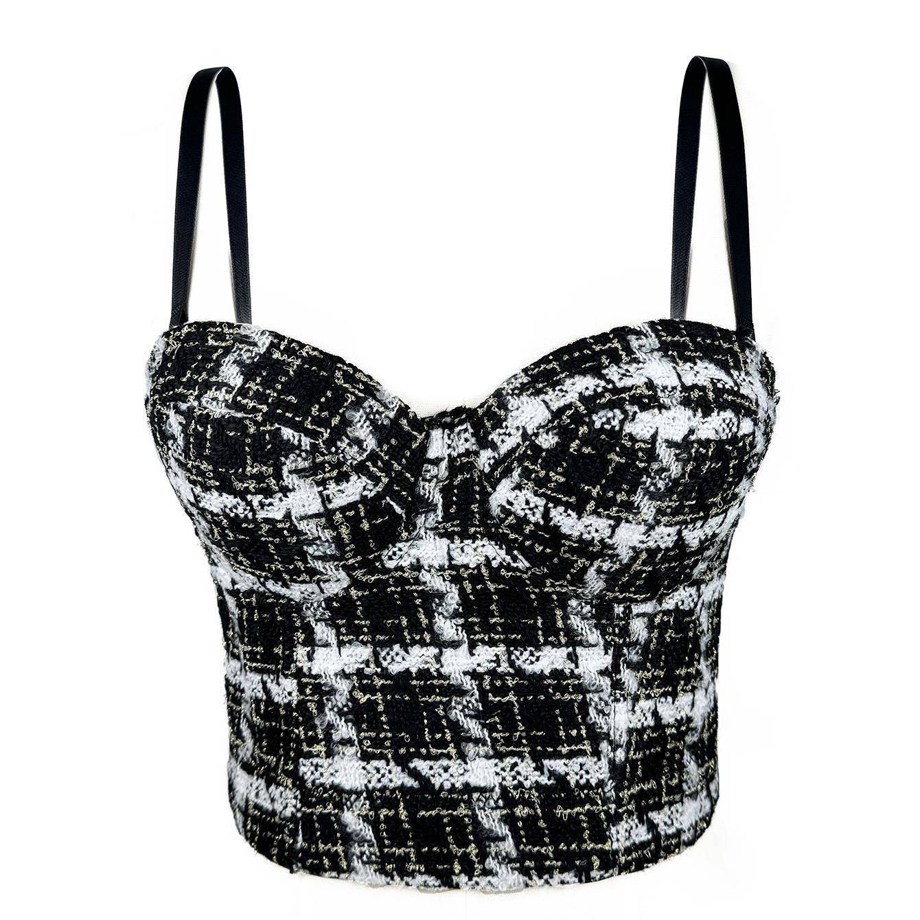 camisole shake vest top outer bottoming woolen Plaid top