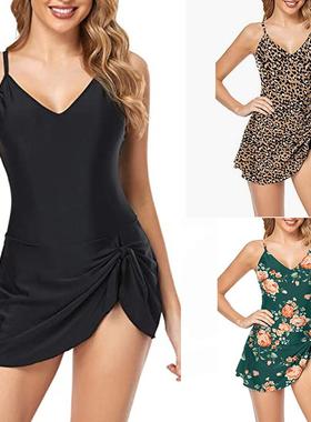 side floral cover one-piece to pleats flesh for the with