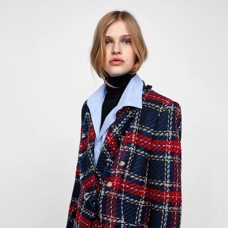 women double button dress plaid print vintage womens plus