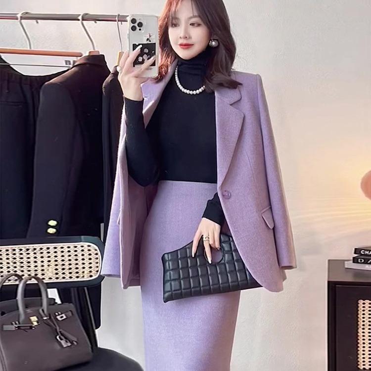 suits two-piece skirt suits woolen professional girls fat
