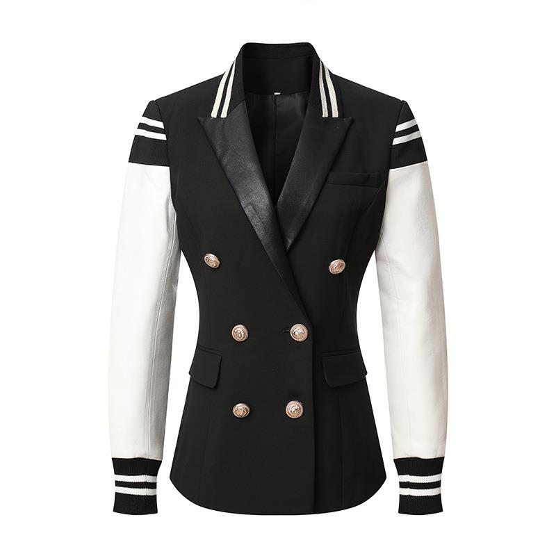 women jacket baseball jacket blazer long leather pu