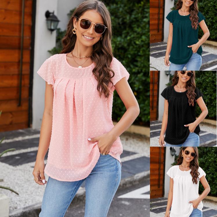 top flying chiffon round swallowtail sleeve Womens shirt