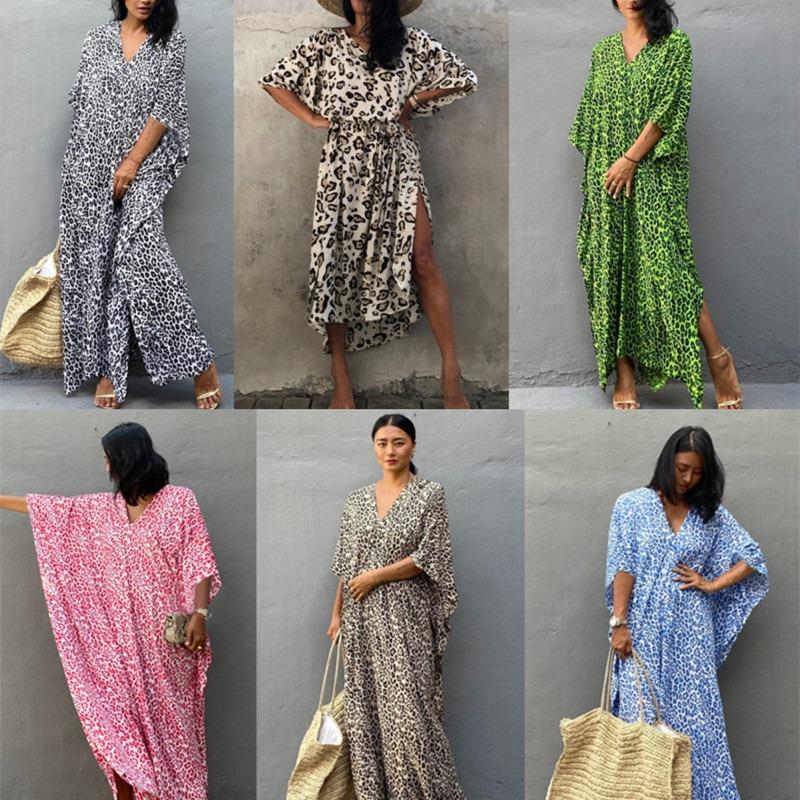 Swimsuit Dress Robe Loose Up Cover Beach Dot Leopard