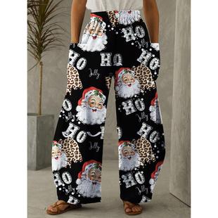 casual waist sweatpants high wide christmas loose