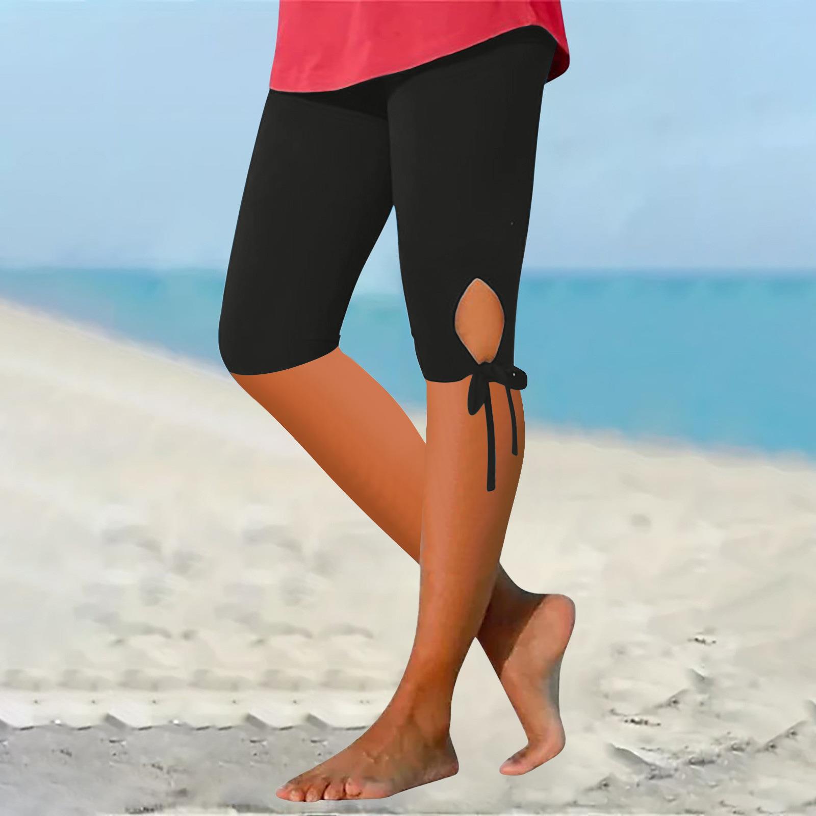 Women's solid color casual leggings shorts