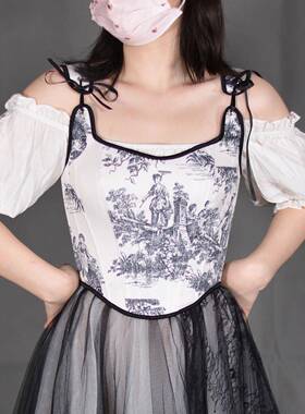 corset boned orange bodice embossed vintage tops waist