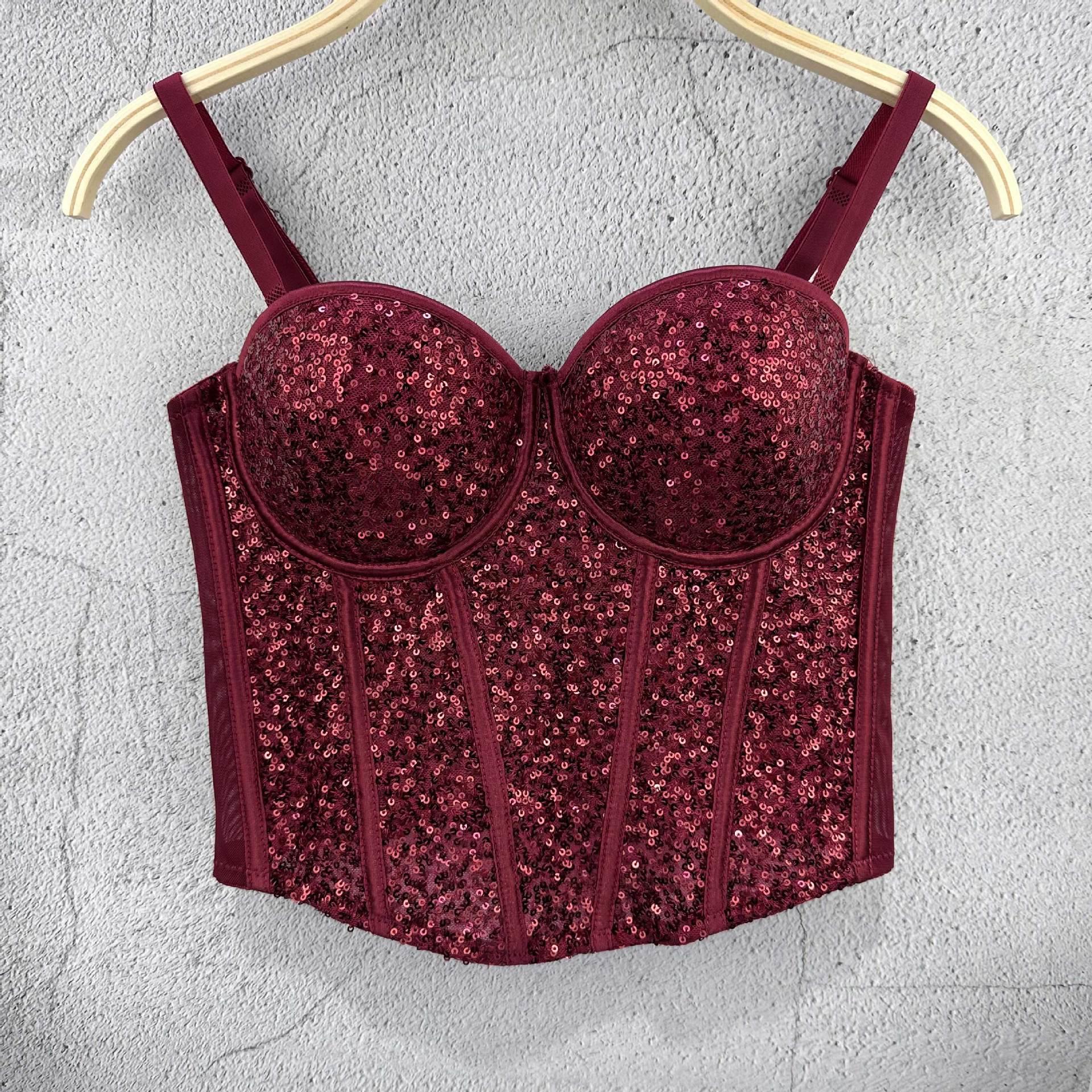 waist women suspenders sequined fit slim sexy short disco