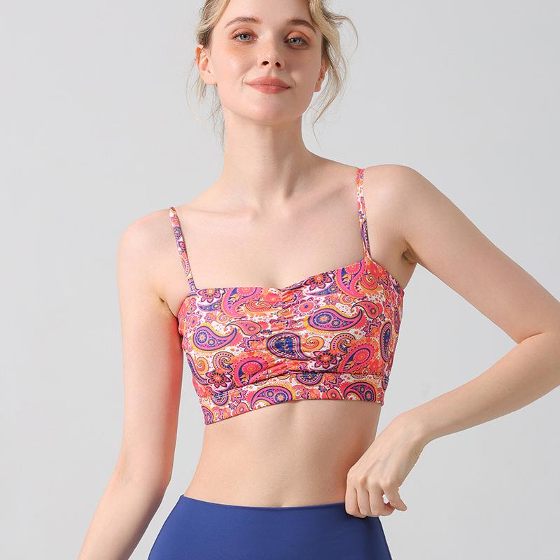 bra gathered set vest wear yoga underwear fitness pads