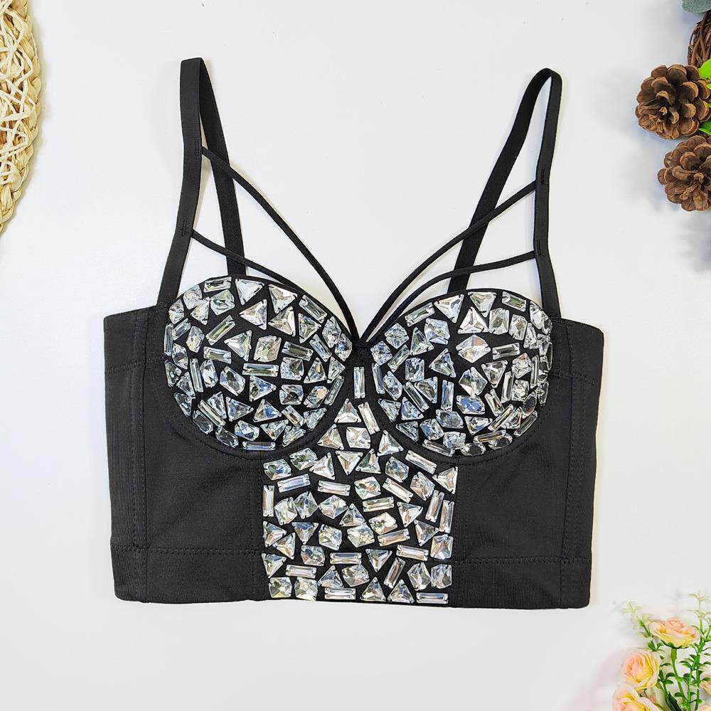 Fishbone top with steel ring push-up bra for women with