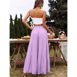 casual female bandage loose straight solid trousers outdoor