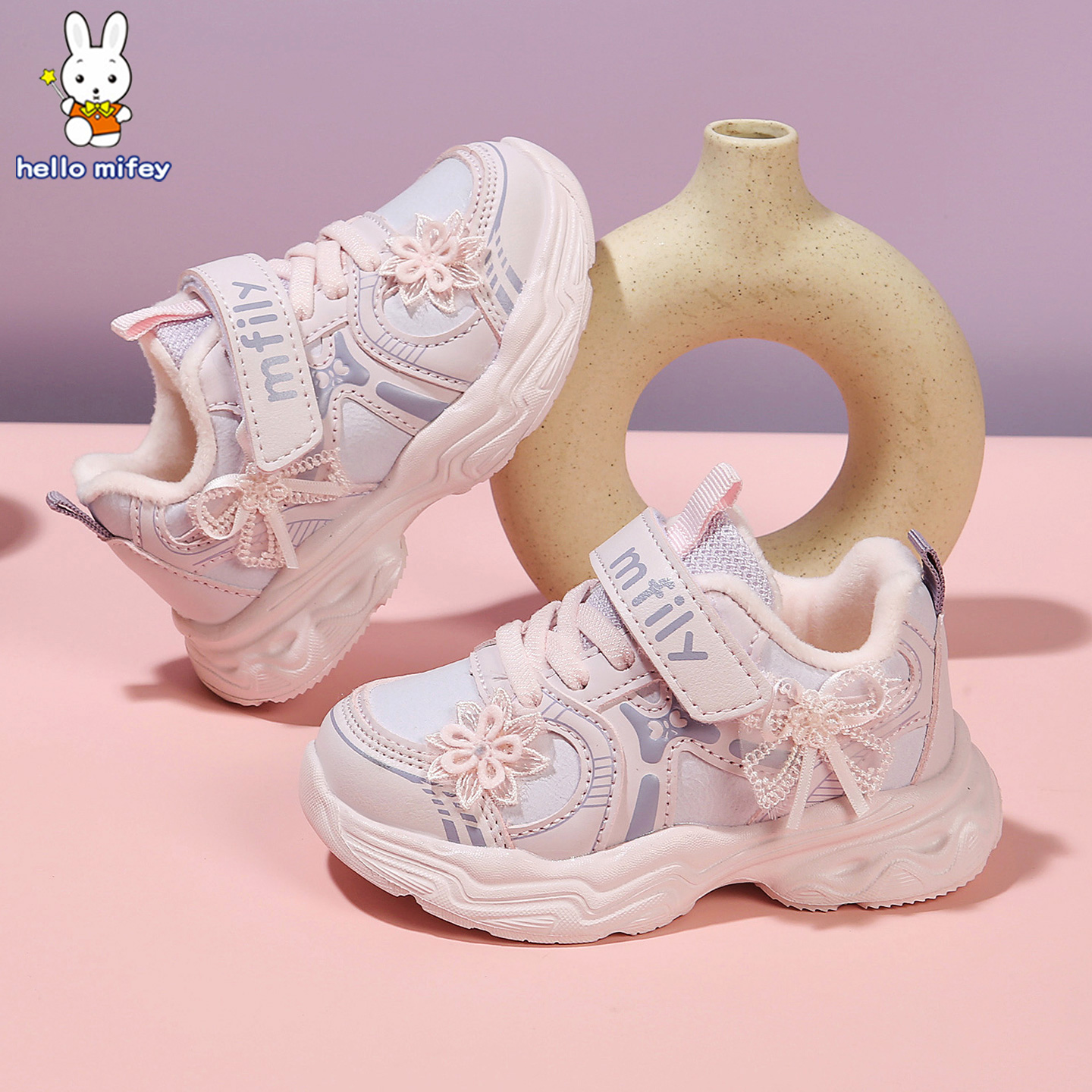 班纳米菲冬季女童加绒棉鞋