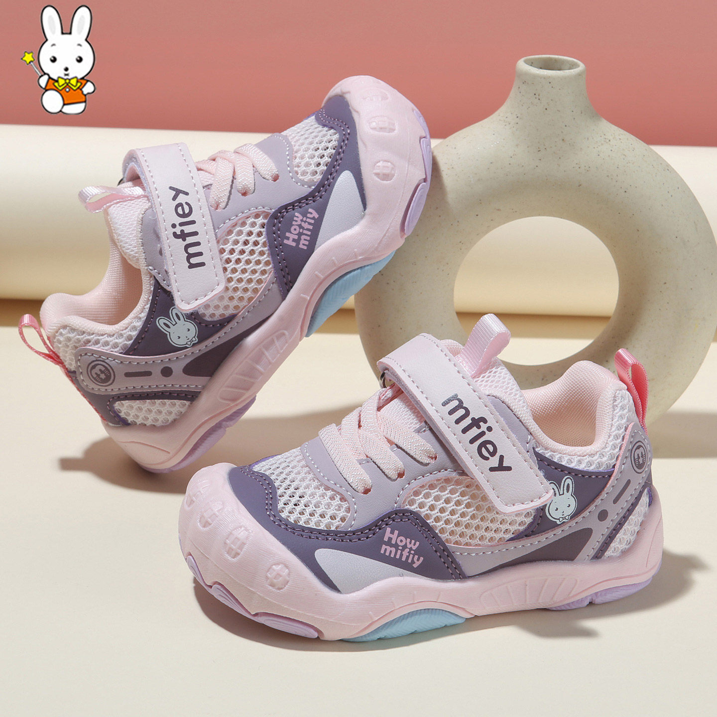 班纳米菲夏季女童鞋防滑软底宝宝鞋子女儿童透气运动鞋小童单网鞋