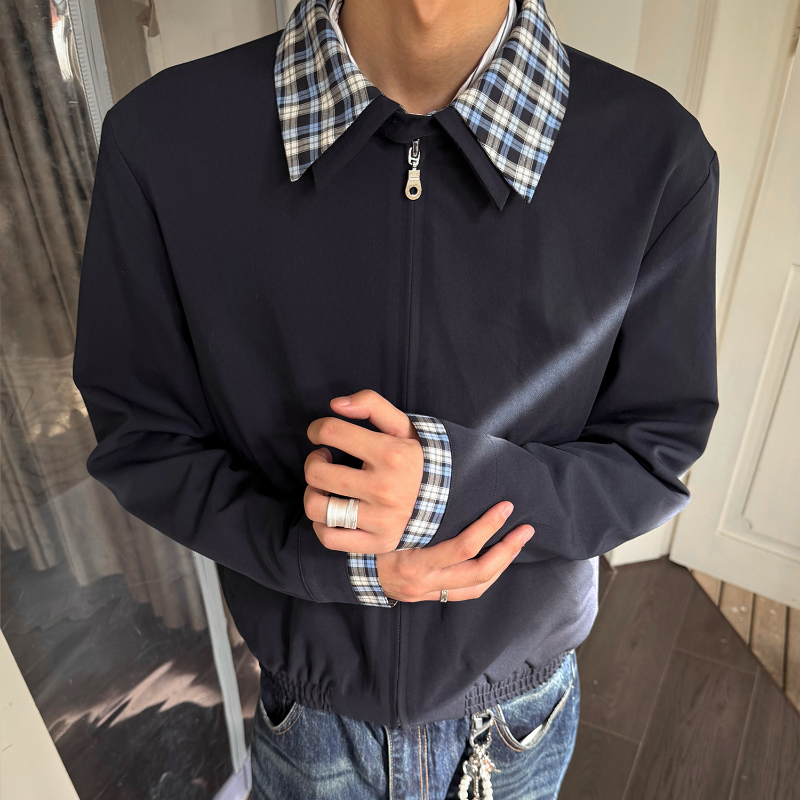 XCOK翻领春秋冬夹克外套假两件